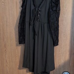 Black Lace Sleeve Dress